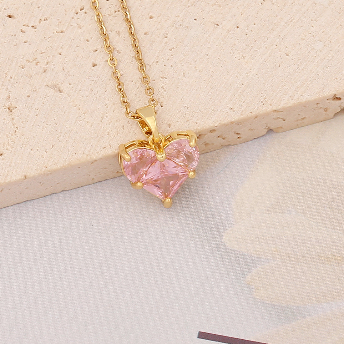 Collier Coeur en Rose