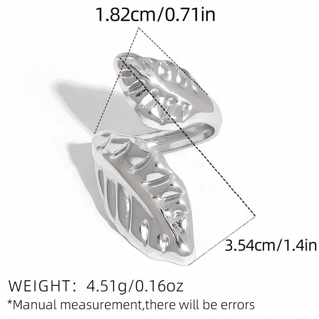 Bague Feuille Texturée (Argentée)