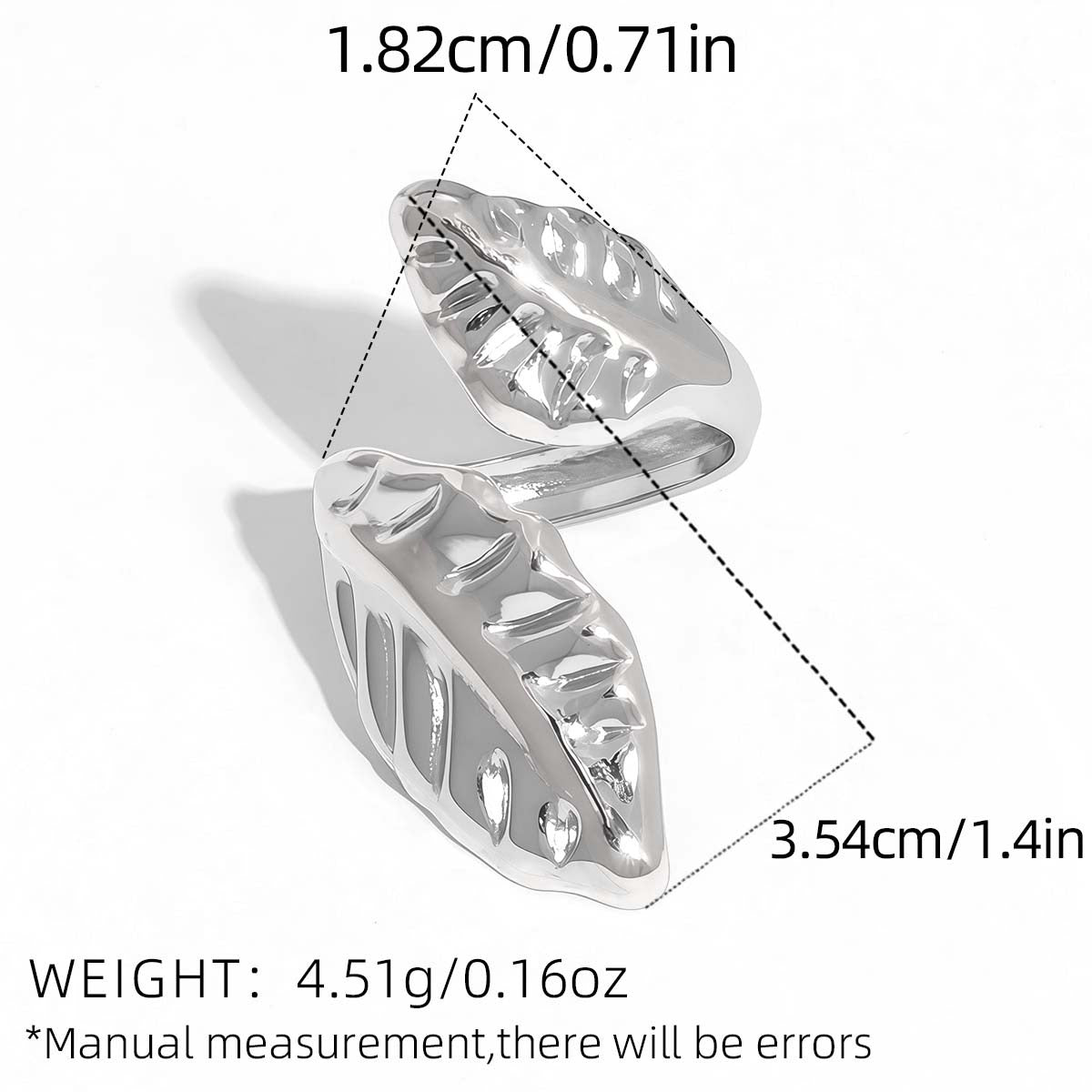 Bague Feuille Texturée (Argentée)